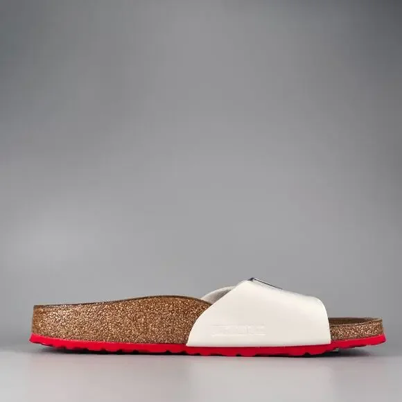 Birkenstock Madrid Men's EU 43 US 10 White Patent Leather Slip On Sandals Casual - Picture 5 of 9